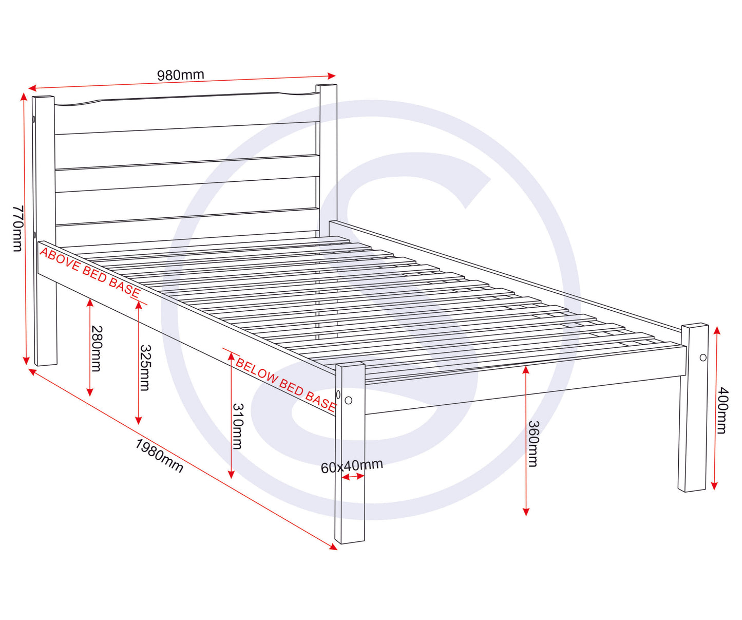 Panama 3' Bed - Natural Wax
