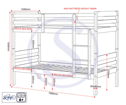 Panama 3' Bunk Bed - Natural Wax