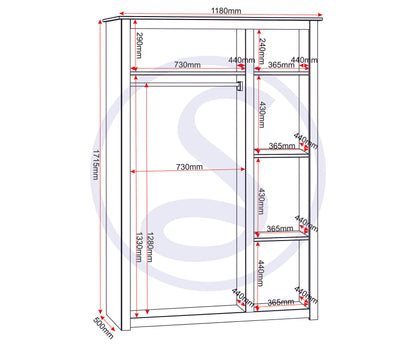 Panama 3 Door Wardrobe - White/Natural Wax