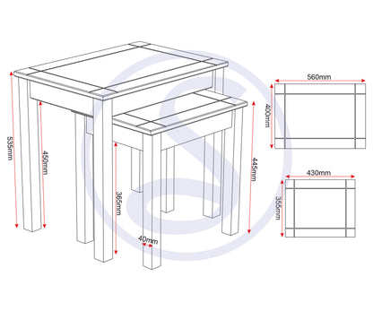 Panama Nest Of 2 Tables - White/Natural Wax