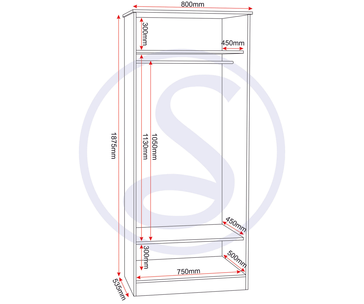 Portland 2 Door Wardrobe - White/Oak Effect
