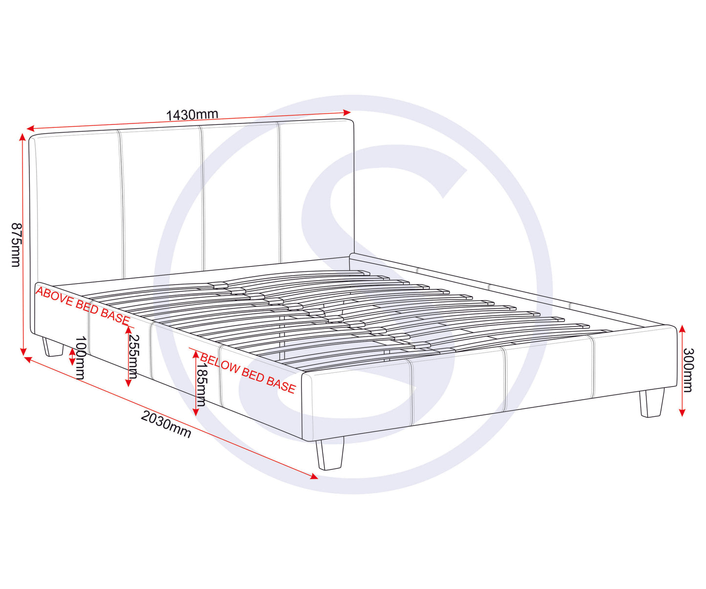 Prado 4'6" Bed - Petrol Blue Fabric