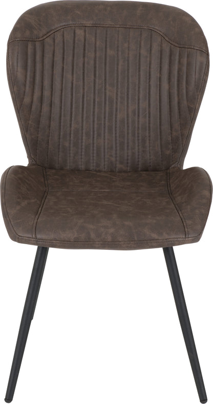 Hamilton & Quebec Medium Dining Set (X4 Chairs) - Medium Oak Effect/Brown Pu