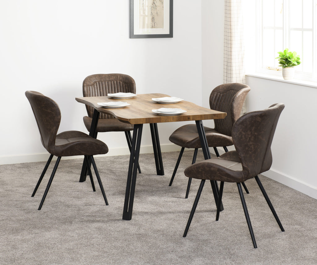 Quebec Wave Edge Dining Table - Medium Oak Effect