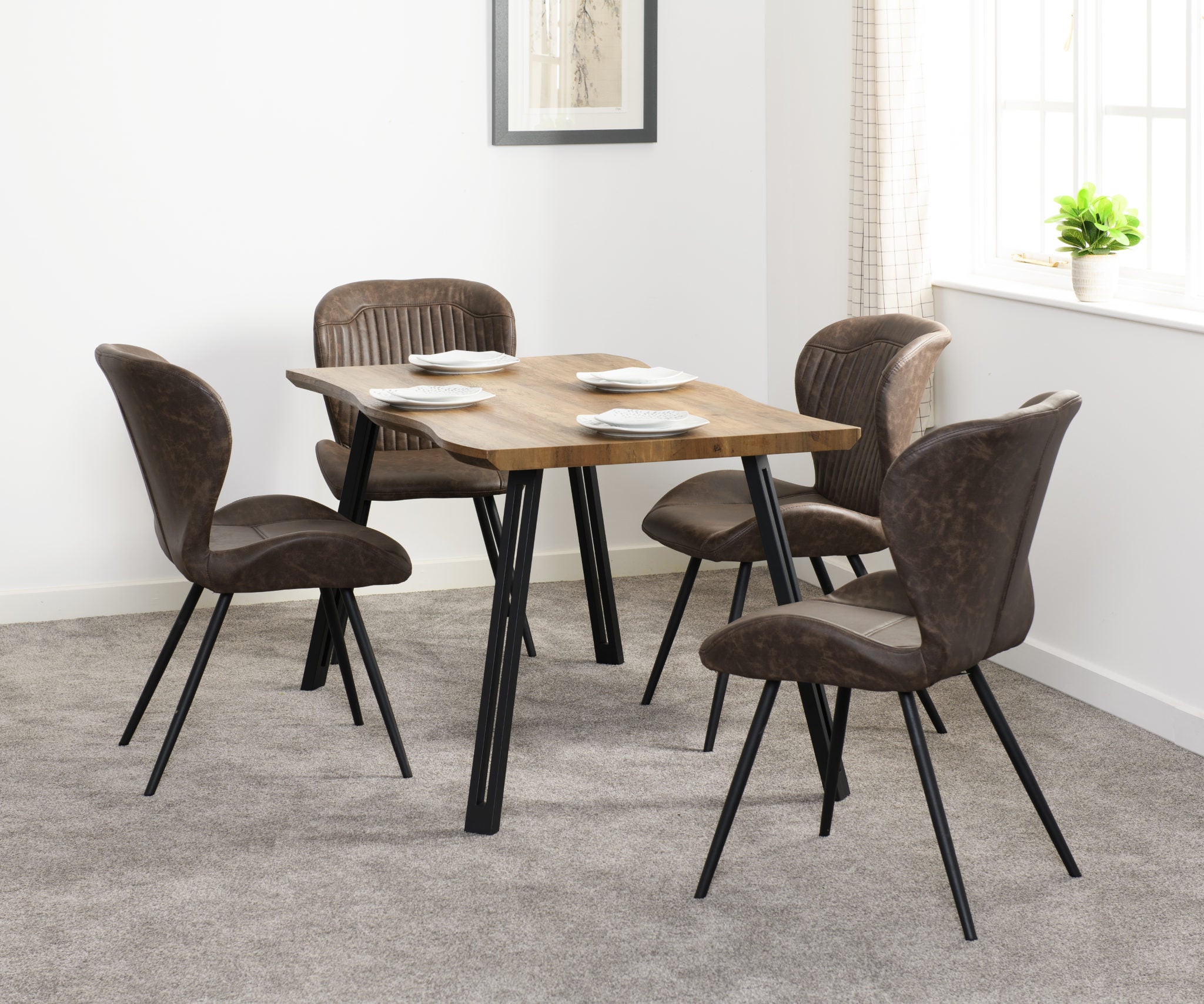 Quebec Wave Edge Dining Table - Medium Oak Effect