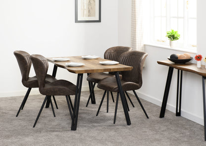 Quebec Wave Edge Dining Table - Medium Oak Effect