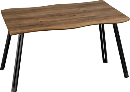 Quebec Wave Edge Dining Set (X4 Chairs) - Medium Oak Effect/Brown Pu
