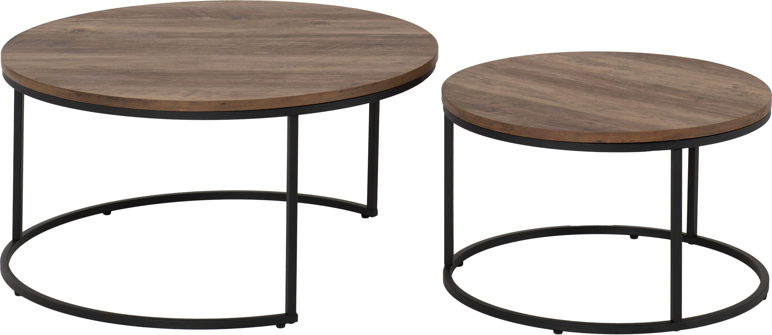 Quebec Round Coffee Table Set - Medium Oak Effect