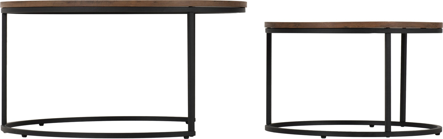 Quebec Round Coffee Table Set - Medium Oak Effect