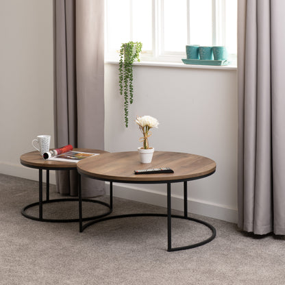 Quebec Round Coffee Table Set - Medium Oak Effect