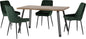 Quebec Wave & Avery Dining Set (X4 Chairs) - Medium Oak Effect/Emerald Green Velvet