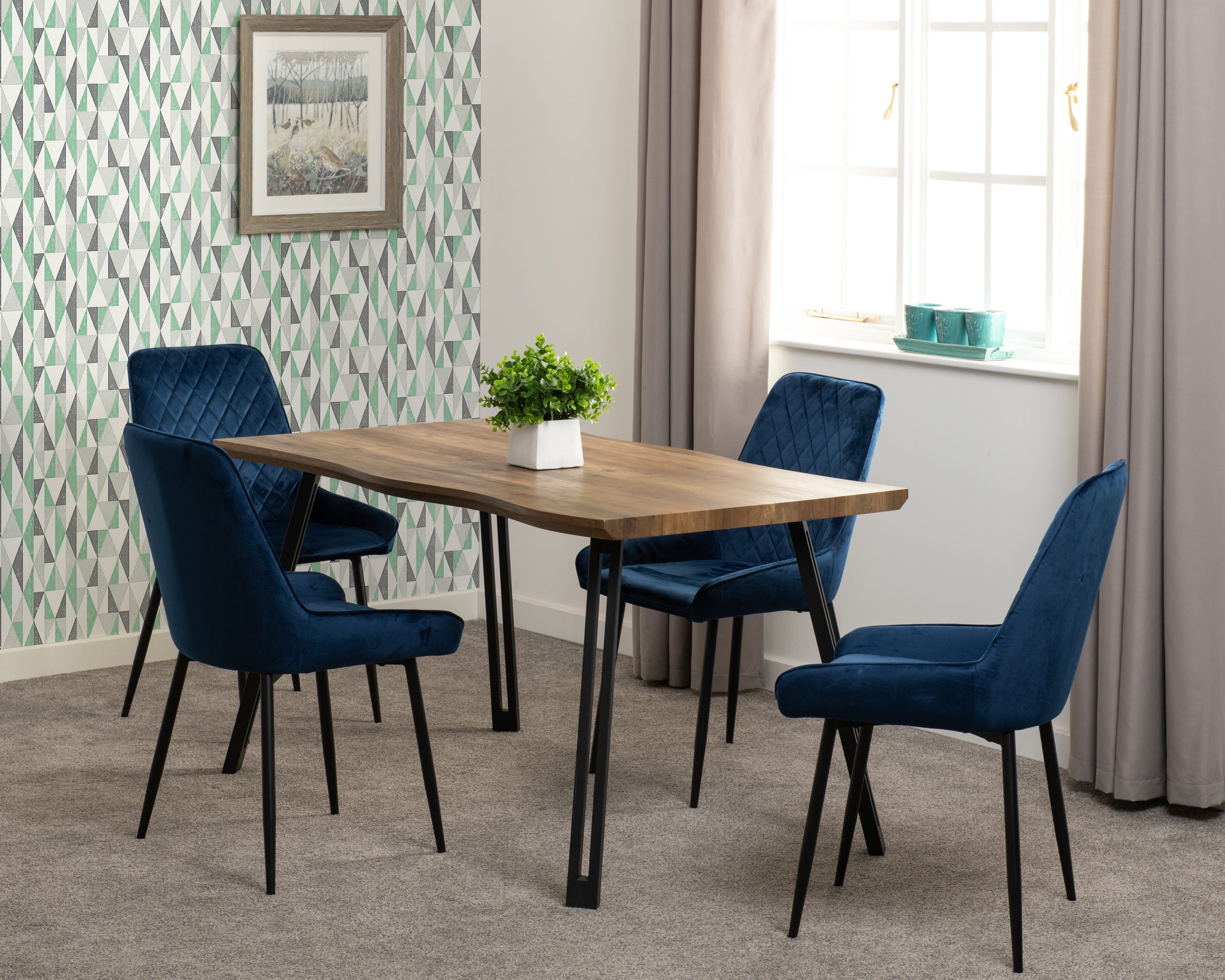 Avery Dining Chair (X2 Per Box) - Sapphire Blue Velvet