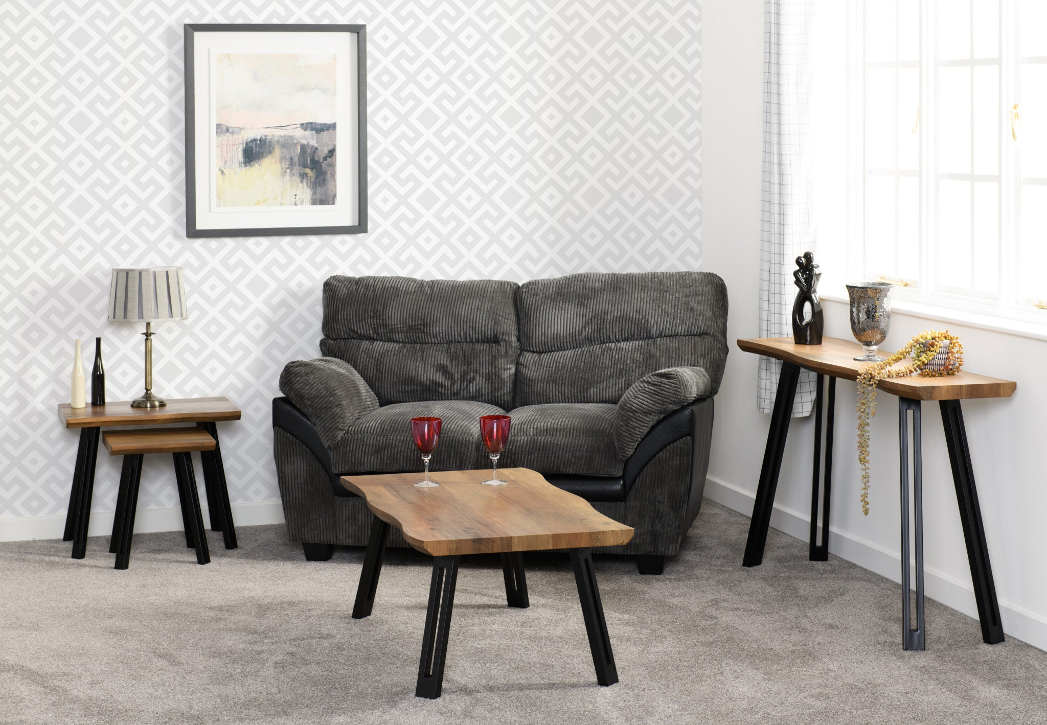 Quebec Wave Edge Coffee Table - Medium Oak Effect