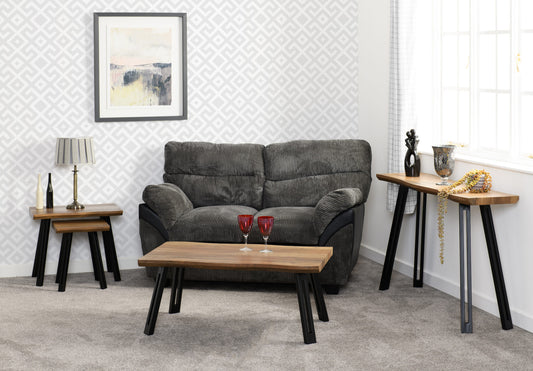 Quebec Wave Edge Nest Of Tables - Medium Oak Effect