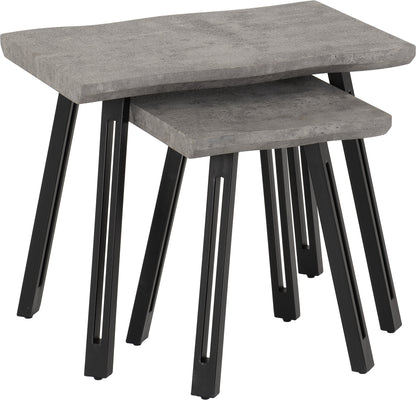 Quebec Wave Edge Nest Of Tables - Concrete Effect