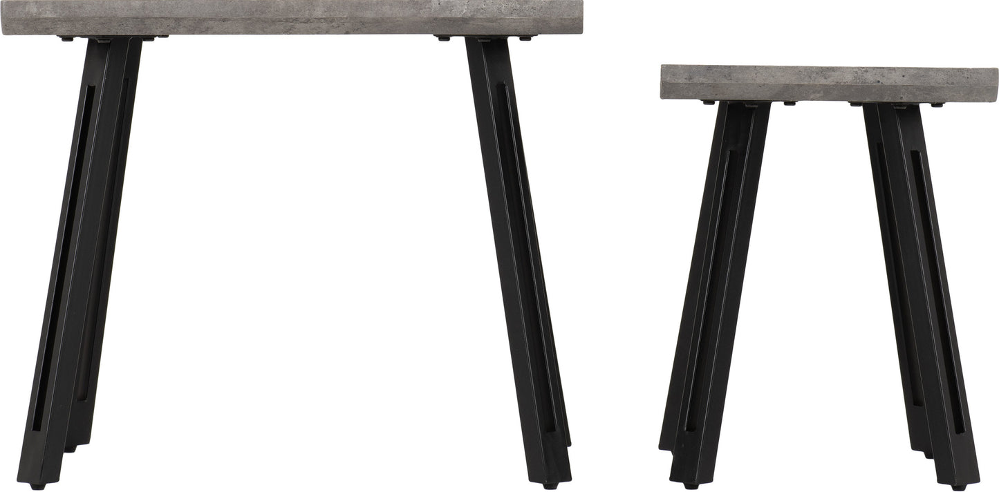 Quebec Wave Edge Nest Of Tables - Concrete Effect
