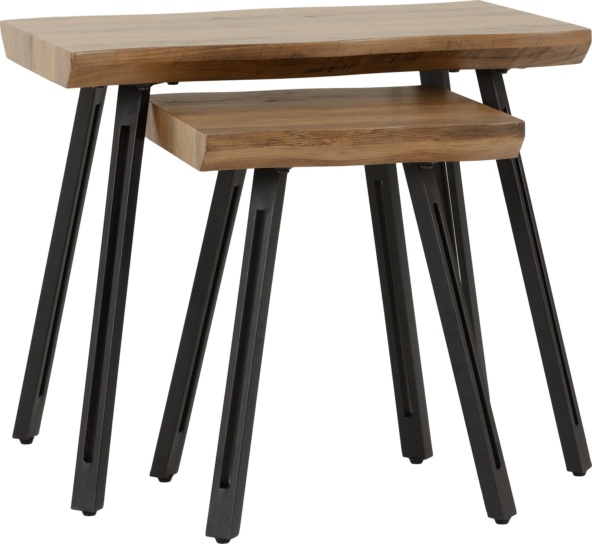 Quebec Wave Edge Nest Of Tables - Medium Oak Effect