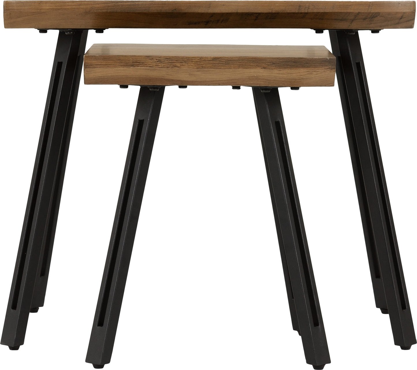 Quebec Wave Edge Nest Of Tables - Medium Oak Effect