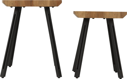 Quebec Wave Edge Nest Of Tables - Medium Oak Effect