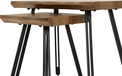 Quebec Wave Edge Nest Of Tables - Medium Oak Effect