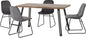 Quebec Wave & Lukas Dining Set (X4 Chairs) - Medium Oak Effect/Grey Velvet