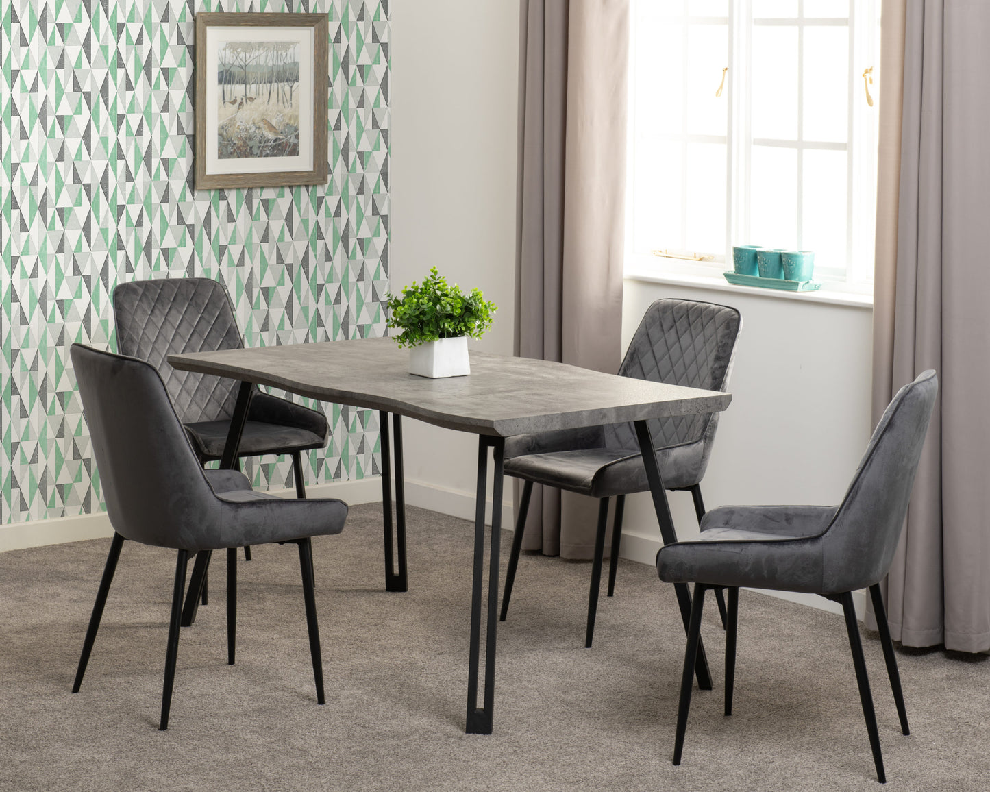 Avery Dining Chair (X2 Per Box) - Grey Velvet