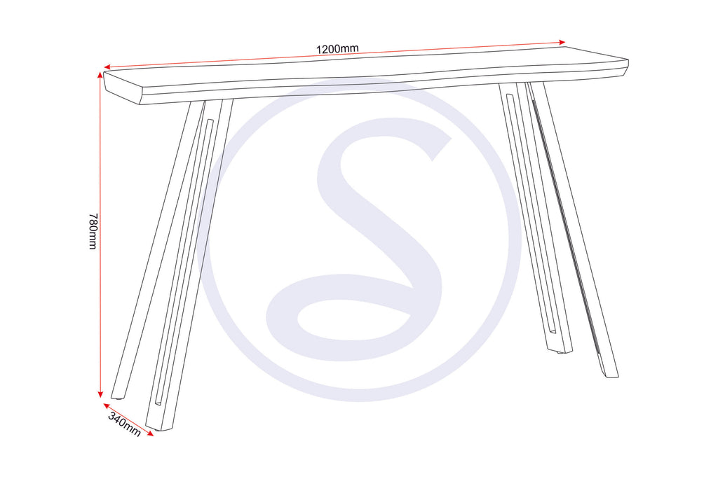 Quebec Wave Edge Console Table - Medium Oak Effect