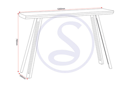Quebec Wave Edge Console Table - Medium Oak Effect