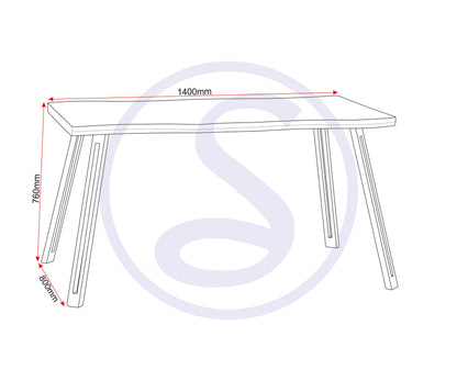 Quebec Wave Edge Dining Table - Concrete Effect
