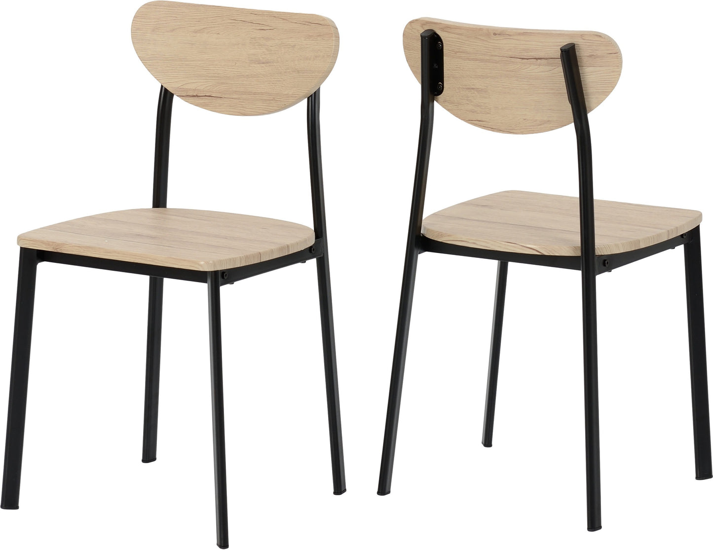 Riley Dining Chair (X2 Per Box) - Black/Light Oak Effect Veneer