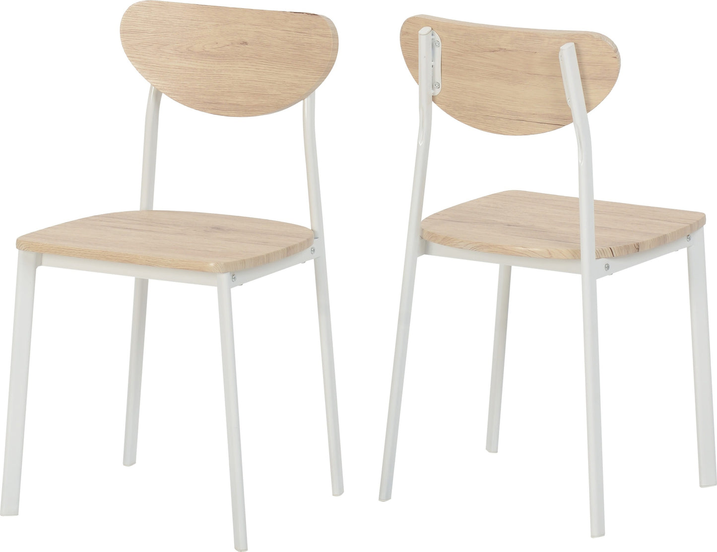 Riley Dining Chair (X2 Per Box) - White/Light Oak Effect Veneer