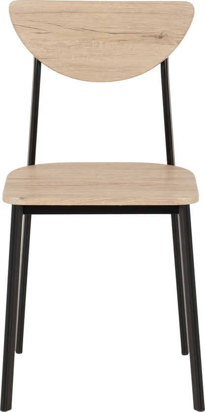 Riley Dining Chair (X2 Per Box) - Black/Light Oak Effect Veneer