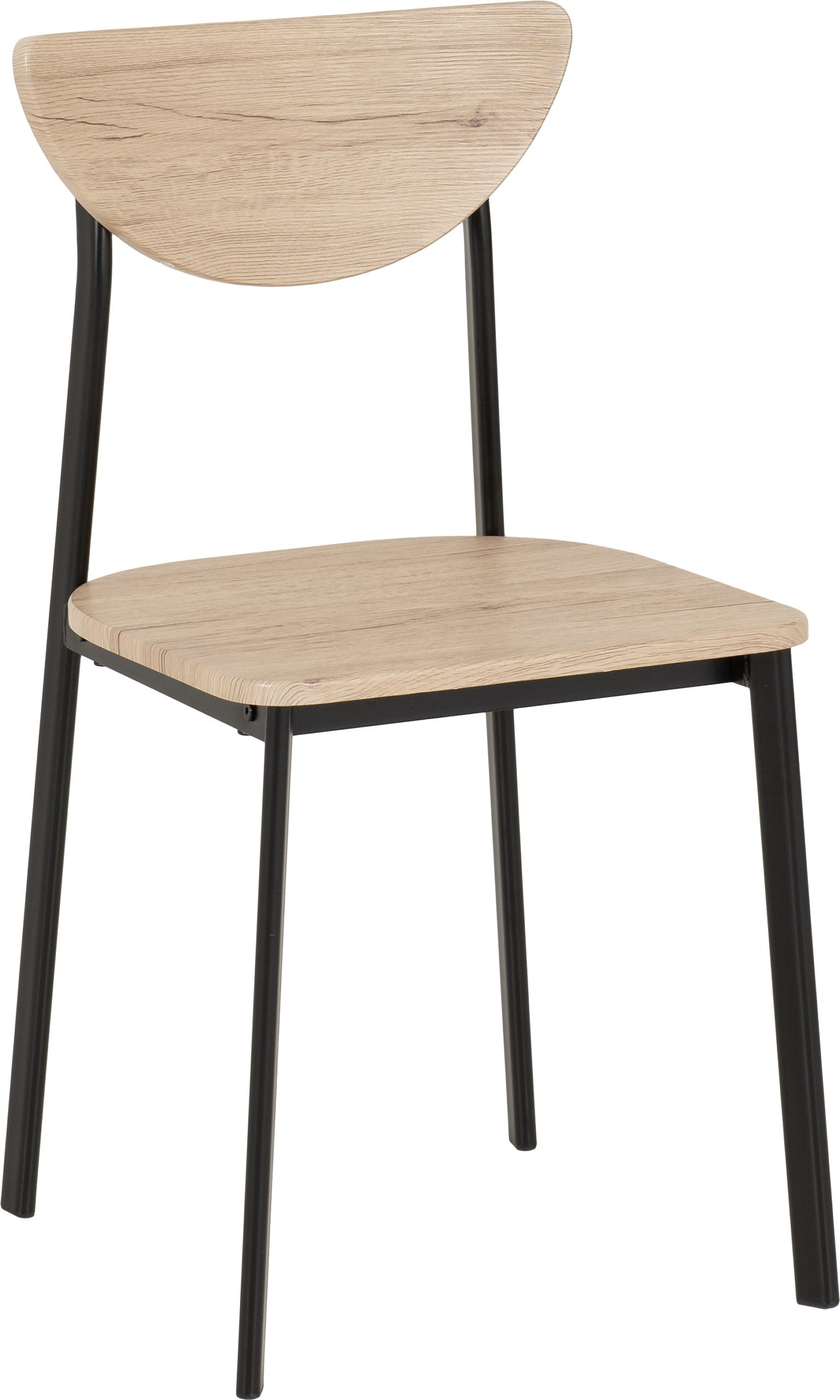 Riley Dining Chair (X2 Per Box) - Black/Light Oak Effect Veneer