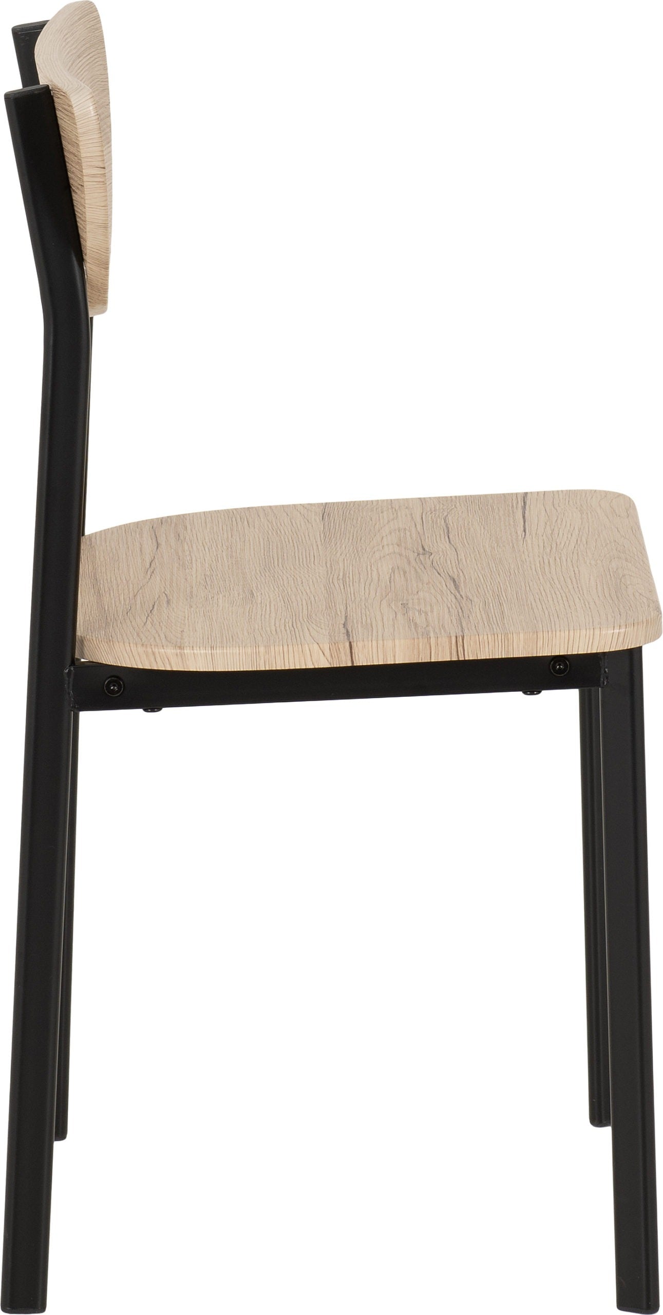 Riley Dining Chair (X2 Per Box) - Black/Light Oak Effect Veneer