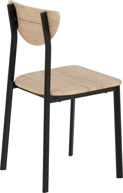 Riley Dining Chair (X2 Per Box) - Black/Light Oak Effect Veneer