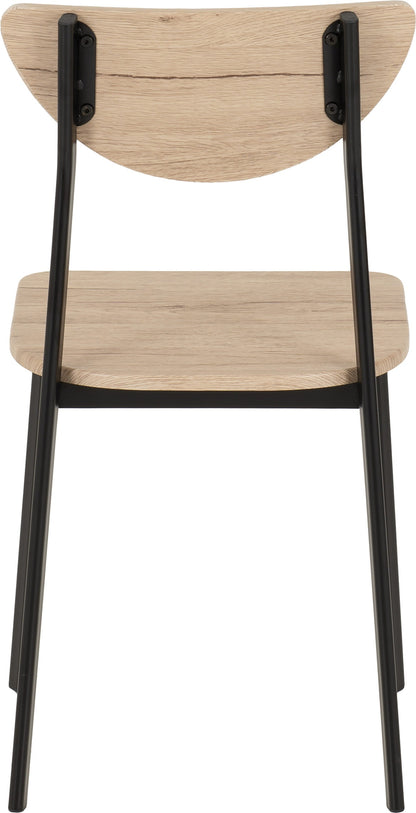 Riley Dining Chair (X2 Per Box) - Black/Light Oak Effect Veneer