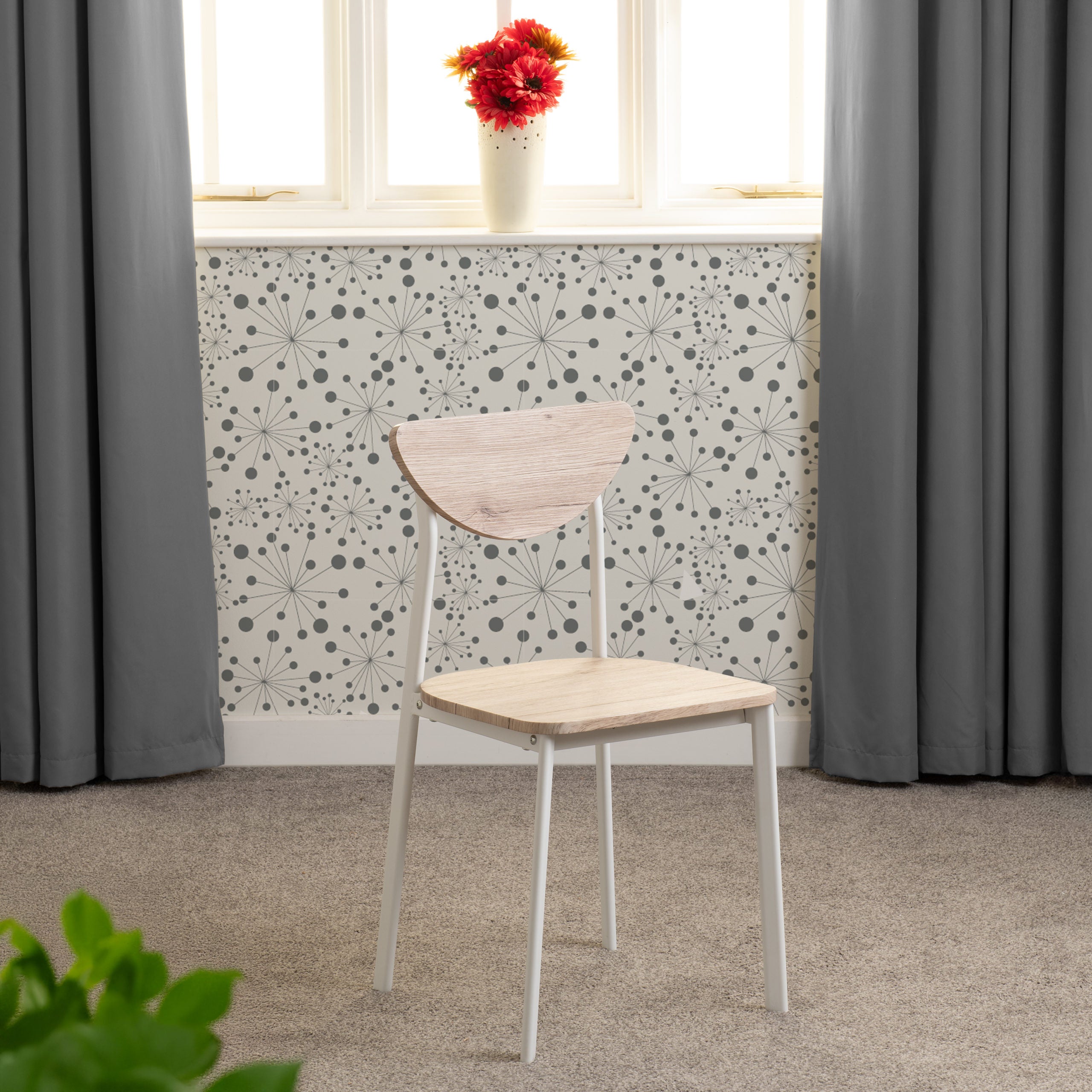 Riley Dining Chair (X2 Per Box) - White/Light Oak Effect Veneer