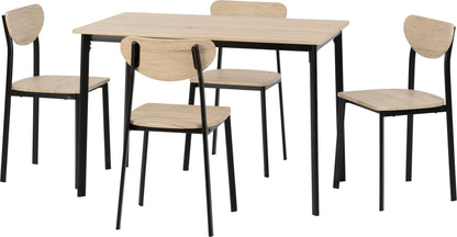 Riley Large Dining Set - Black/Light Oak Effect Veneer