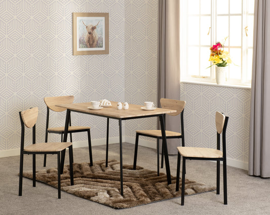Riley Large Dining Set - Black/Light Oak Effect Veneer
