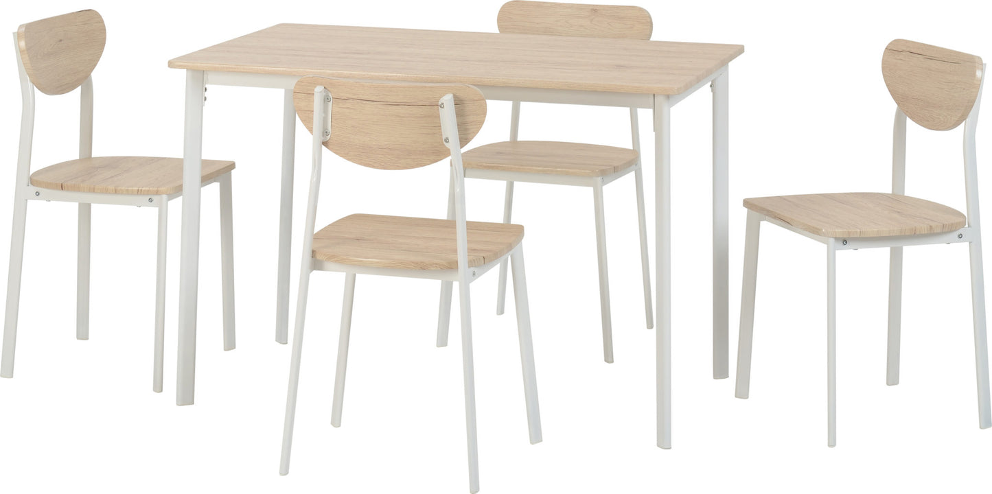 Riley Large Dining Set - White/Light Oak Effect Veneer