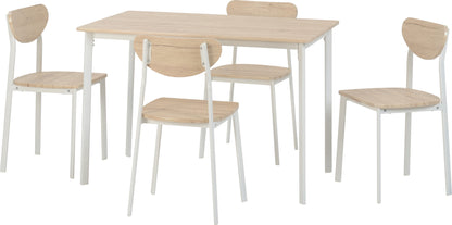 Riley Large Dining Set - White/Light Oak Effect Veneer