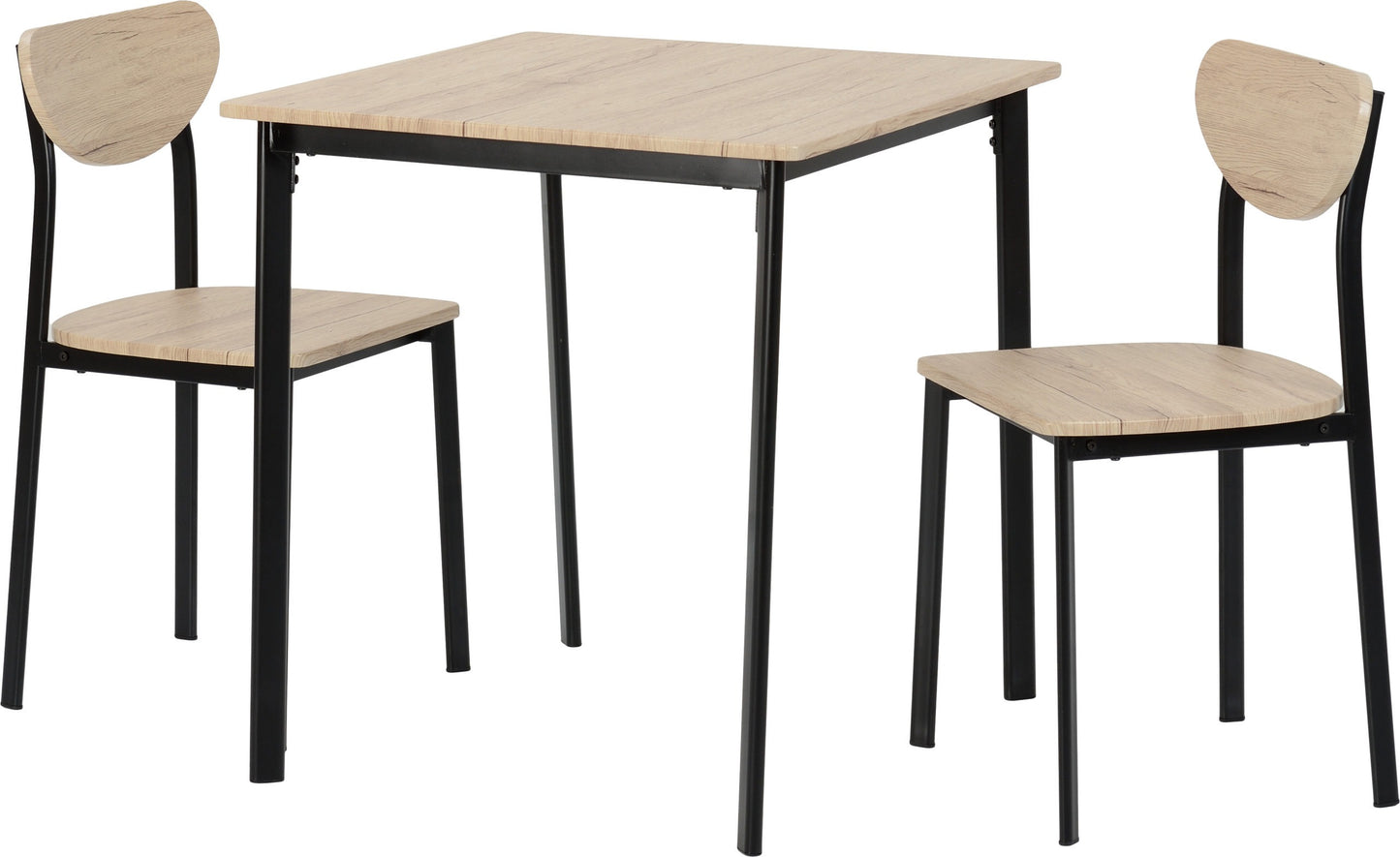 Riley Dining Chair (X2 Per Box) - Black/Light Oak Effect Veneer
