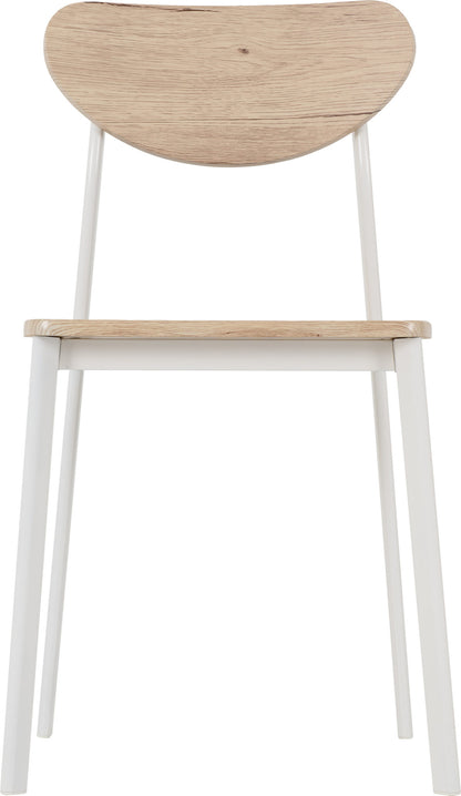 Riley Dining Chair (X2 Per Box) - White/Light Oak Effect Veneer