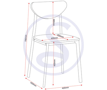 Riley Dining Chair (X2 Per Box) - Black/Light Oak Effect Veneer