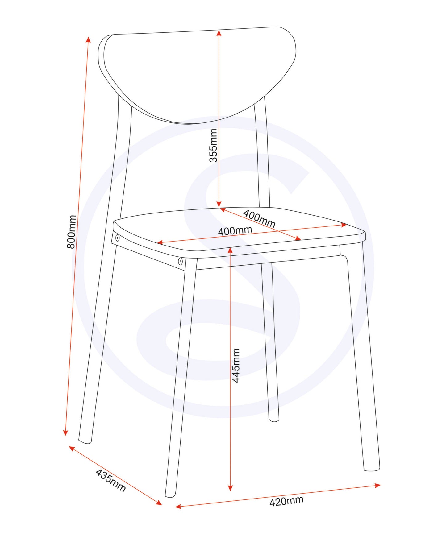 Riley Dining Chair (X2 Per Box) - White/Light Oak Effect Veneer