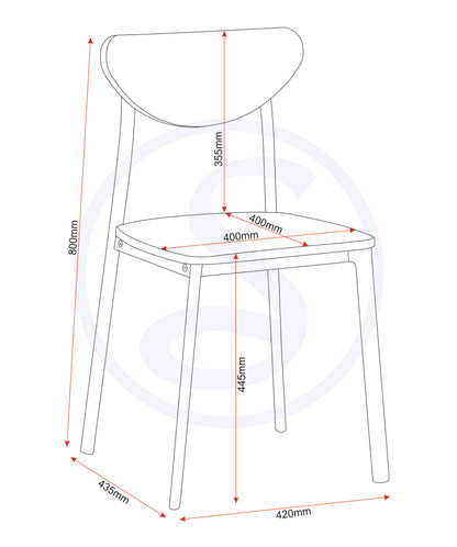 Riley Dining Chair (X2 Per Box) - White/Light Oak Effect Veneer