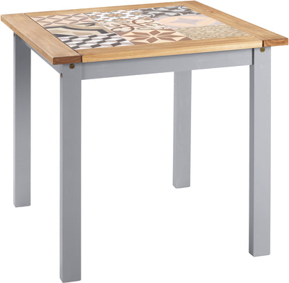 Salvador 1+2 Tile Top Dining Set - Grey Slate/Distressed Waxed Pine
