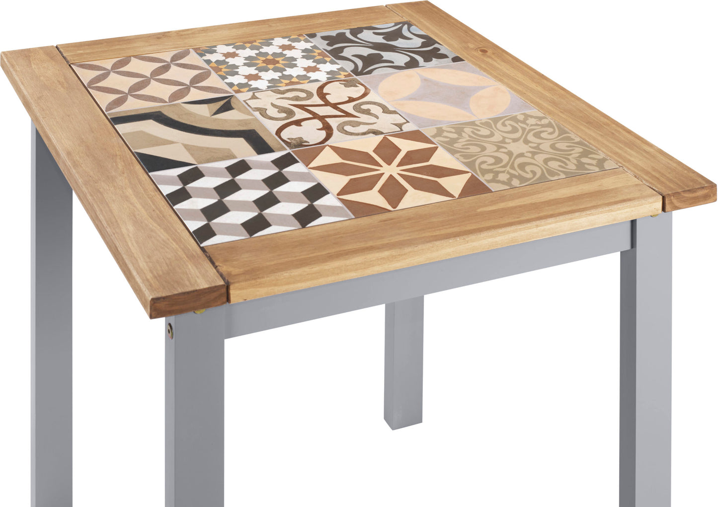 Salvador 1+2 Tile Top Dining Set - Grey Slate/Distressed Waxed Pine