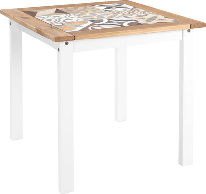 Salvador 1+2 Tile Top Dining Set - White/Distressed Waxed Pine