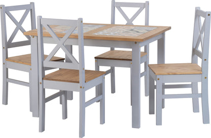 Salvador 1+4 Tile Top Dining Set - Grey Slate/Distressed Waxed Pine